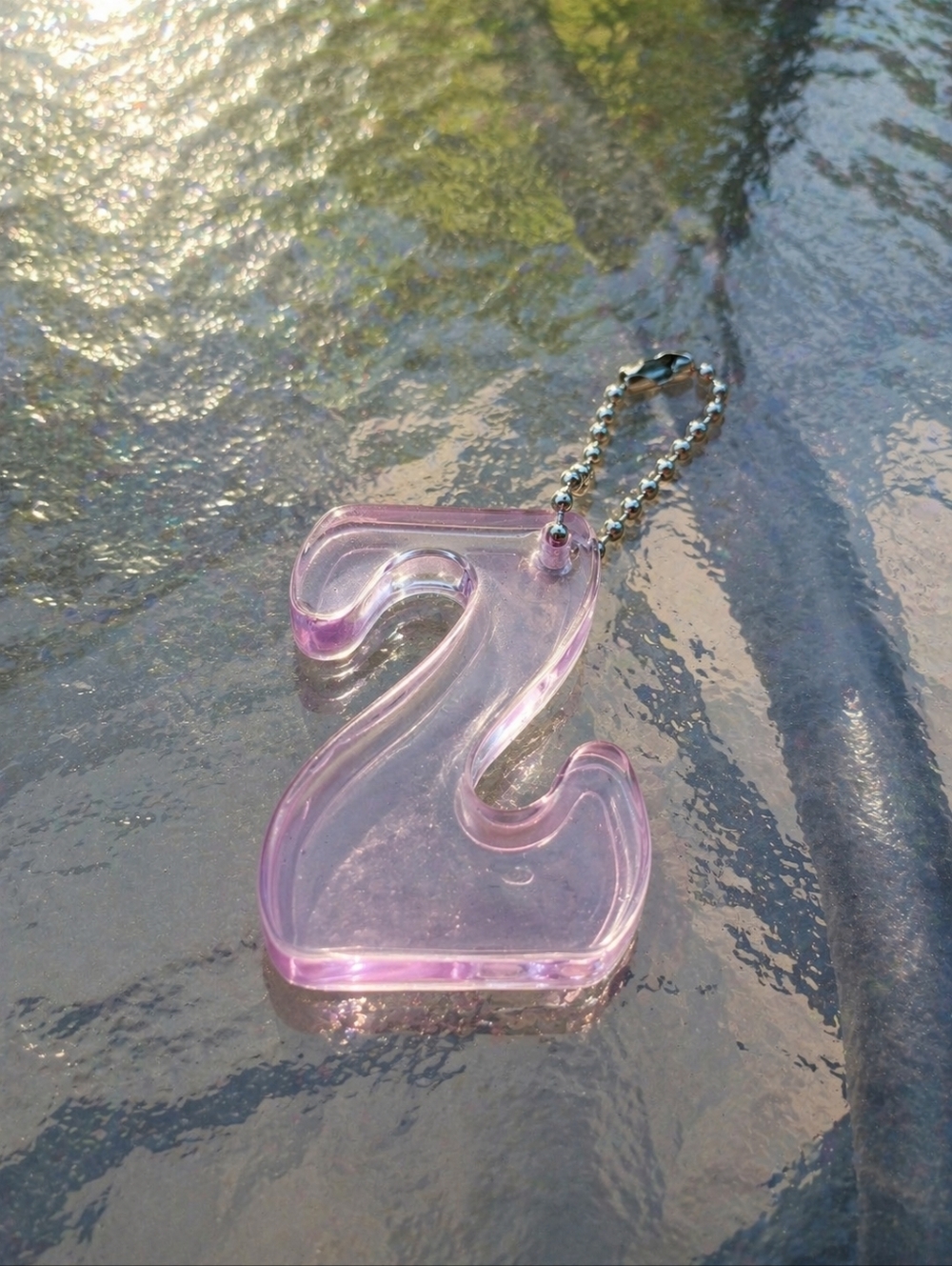 Letter Z Keychain Purple Resin Initial Charm Cute Gift Aesthetic Keyring